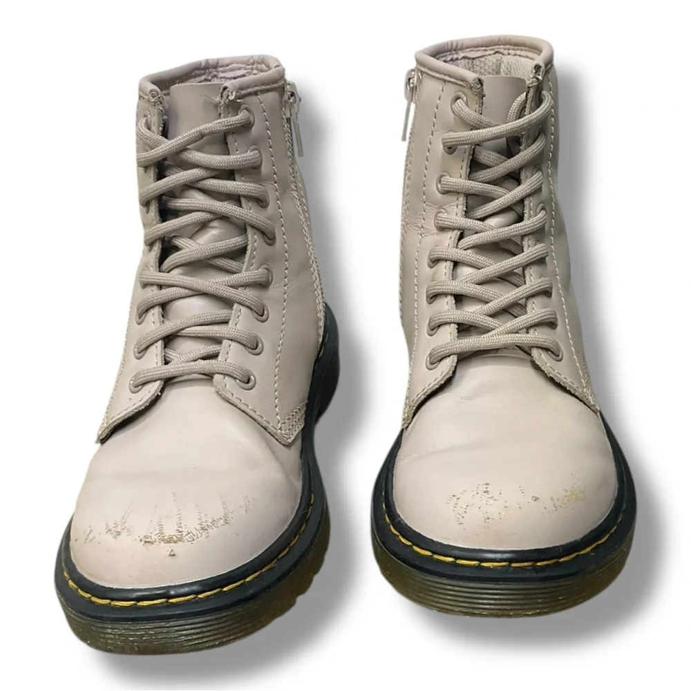 ⚡ Dr. Martens 1460 Kids Boots‎ 👢 Beige Leather w/ Side Zips